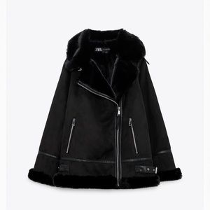 Zara Faux Suede Double Faced Long Jacket - XS